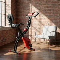 HOMCOM Hometrainer fietstrainer hometrainer LCD display opvouwbaar verstelbaar rood+zwart(m-8)