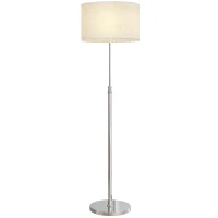 HOMCOM Staande Lamp met Afstandsbediening, Hoogte Verstelbaar, Stoffen Kap, Metalen Standaard, Aanpasbare Helderheid, Voetschakelaar, Beige(m-15)