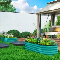 Outsunny Set of Two 150 x 60cm Steel Planters - Green(m-10)