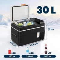 Outsunny Kompressor Kühlbox 30L -20℃-20℃ Elektrische Kühlbox mit APP-Steuerung LED-Leuchten USB Anschluss Batterieschutz(m-3)
