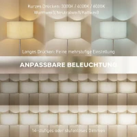 HOMCOM Staande Lamp met Afstandsbediening, Hoogte Verstelbaar, Stoffen Kap, Metalen Standaard, Aanpasbare Helderheid, Voetschakelaar, Beige(m-4)