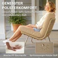 Outsunny Gartenmöbel Set 4-teilig Polyrattan Lounge-Set mit Zweisitzer 2 Sessel Glastisch Breitem & Tiefem Sitz Dicke Kissen(m-5)