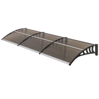 Outsunny Auvent de porte toit marquise en polycarbonate auvent de porte d'entrée bord en aluminium contre la pluie et UV(m-12)