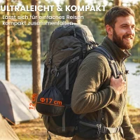 Outsunny Camping Kookset 8-delige Outdoor Servies Set met Anti-verbrandingsgrepen, snel verwarmende pan, koekenpan Grijs(m-5)
