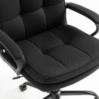 HOMCOM Double Padded Linen-Look Office Chair - Black(m-12)