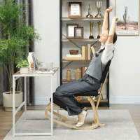 HOMCOM Silla Ergonómica de Rodillas con Respaldo Cojines Acolchados Marco de Madera para una Mejor Postura Oficina Negro(m-8)