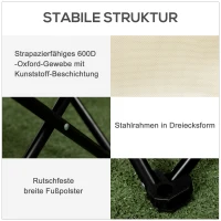Outsunny Campingstoel, opvouwbaar, stalen frame, stofzitting, draagtas, Wit(m-6)