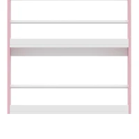 AIYAPLAY 4 Tier Kids Bookshelf, Children Bookcase with Anti-Tip Kit, Toddler Space-Saving Bookcase for Kids Room, Playroom, Pink(m-13)
