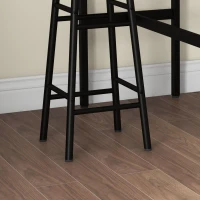 HOMCOM Ensemble table haute de bar + 2 tabourets structure en acier plateau aspect effet bois d'acajou 2 personnes noir(m-9)