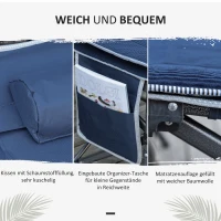 Outsunny Opvouwbaar Campingbed met Kussen, Donkerblauw, 188 x 64,5 x 53 cm(m-7)