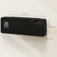 HOMCOM Wandmontierter 2000W Keramik Elektroheizer, Ventilator, Thermostat, Timer, Fernbedienung, Glaspaneel, Schwarz(m-3)