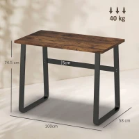 HOMCOM Industrial Writing Desk With Metal Legs, 100 x 58 x 74.5cm, Rustic Brown and Black(m-3)