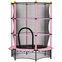 HOMCOM 4.6FT/55" Kids Trampoline with Enclosure Net, Outdoor Indoor Use, for Ages 3-10 Years, Pink(m-11)