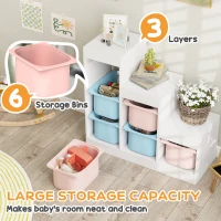 AIYAPLAY Toy Storage Organiser, Three-Layer Kids Toy Storage Units, with Removable Bins, for Ages 3-8 Years, Multi-colour(m-4)