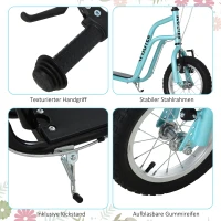 HOMCOM kinderscooter stuur verstelbare step step stadsscooter kinderstep kickboard met luchtbanden 12 inch vanaf 5 jaar blauw 120 x 58 x 75-80 cm(m-7)