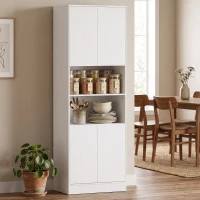HOMCOM Dulap Cămară de Bucătărie 170cm, cu Raft Reglabil, Alb(m-10)