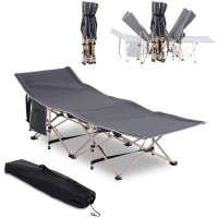 Outsunny Veldbed, Opvouwbaar Campingbed, Weerbestendig, Incl. Draagtas, 190 x 68 x 52 cm, Grijs