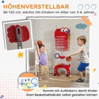 AIYAPLAY 5-in-1 Dinosaur Basketball Set with Adjustable Basketball Stand and Golf Game, Indoor for Boys Girls, Red(m-6)