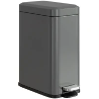 HOMCOM Metalen prullenbak, afvalbak, inhoud van 5 liter, met voetpedaal, met binnenemmer, grijs(m-1)