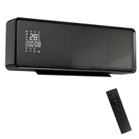 HOMCOM Wandmontierter 2000W Keramik Elektroheizer, Ventilator, Thermostat, Timer, Fernbedienung, Glaspaneel, Schwarz(m-1)