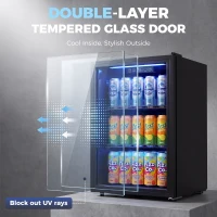 HOMCOM 70L Drinks Fridge, 70 Can Under Counter Freestanding Beer Fridge with LED Light(m-6)