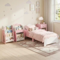 AIYAPLAY Letto Montessori per Bambini 3-6 Anni in Legno con Bordi Rialzati e Stampe Carine, per Cameretta, Rosa(m-8)