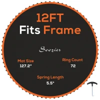 SPORTNOW Trampolin-Matte, Runde Sprungplane, Polypropylen, Orange(m-1)