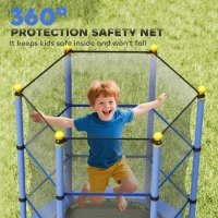 HOMCOM 4.6FT/55" Kids Trampoline with Enclosure Net, Outdoor Indoor Use, for Ages 3-10 Years, Blue(m-7)