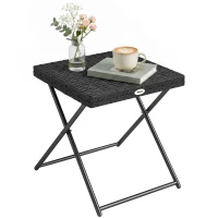 Outsunny Polyrattan Balkontisch, klappbar, Stahlrahmen, pflegeleicht, 40x40x40 cm, Schwarz(m-12)