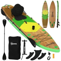 Outsunny Stand Up Paddling Board Set Aufblasbar 335cm SUP Board mit Kajak Sitz, Verstellbares Doppel-Paddel Fußschlaufe(m-12)