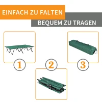 Outsunny campingbed opvouwbaar voor 2 personen campingbed opklapbed met draagtas tot 136 kg draagvermogen staal Oxford groen, zwart 193 x 125 x 40 cm(m-5)