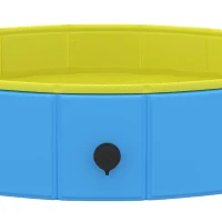 PawHut Foldable Dog Pool for Puppies and Ducks Dog Paddling Pool Bath Tub, Blue, 80 x 20 cm(m-13)