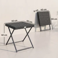 Outsunny Polyrattan Balkontisch, klappbar, Stahlrahmen, pflegeleicht, 40x40x40 cm, Schwarz(m-3)