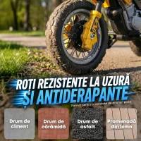 Homcom Moto Cross Electric Copii – Galben cu Rotite Laterale(m-5)