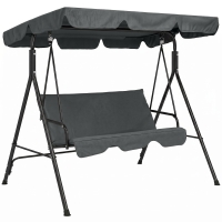 Outsunny Hollywoodschommel, Tuinschommel, 3-zits Schommelbank met Dak, Staal, 172 x 110 x 153 cm, Grijs