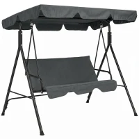 Outsunny Hollywoodschommel, Tuinschommel, 3-zits Schommelbank met Dak, Staal, 172 x 110 x 153 cm, Grijs(m-1)