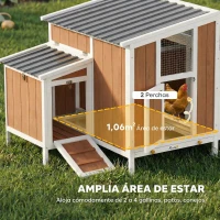 PawHut Gallinero para Exterior de Madera 145x90x92 cm para 2-4 Gallinas con Nido Casa Lateral Bandeja Extraíble Marrón Claro(m-4)