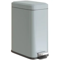 HOMCOM Metalen prullenbak, afvalbak, inhoud van 5 liter, met voetpedaal, met binnenemmer, grijs(m-11)