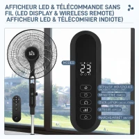 HOMCOM Staande ventilator stil met afstandsbediening, 3 modi, 28 snelheden, muggenwering & zwenkfunctie, Zwart(m-6)