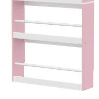 AIYAPLAY 4 Tier Kids Bookshelf, Children Bookcase with Anti-Tip Kit, Toddler Space-Saving Bookcase for Kids Room, Playroom, Pink(m-12)