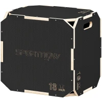 SPORTNOW Sprungbox, kantenfreie Ecken, Sperrholz, höhenverstellbar, Seitengriffe, Schwarz(m-11)