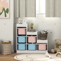 AIYAPLAY Toy Storage Organiser, Three-Layer Kids Toy Storage Units, with Removable Bins, for Ages 3-8 Years, Multi-colour(m-8)