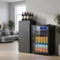 HOMCOM 70L Drinks Fridge, 70 Can Under Counter Freestanding Beer Fridge with LED Light(m-8)