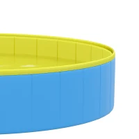 PawHut Foldable Dog Pool for Puppies and Ducks Dog Paddling Pool Bath Tub, Blue, 140 x 30cm(m-12)