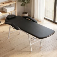 HOMCOM Tragbare Massageliege, 3-teilige verstellbare Kosmetikliege mit Gesichtsausschnitt, abnehmbarer Kopfstütze und Armlehnen(m-10)