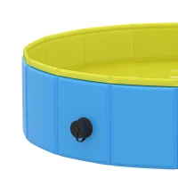 PawHut Foldable Dog Pool for Puppies and Ducks Dog Paddling Pool Bath Tub, Blue, 80 x 20 cm(m-11)
