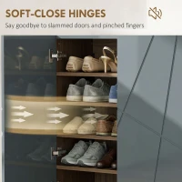 HOMCOM Narrow Shoe Storage Cabinet with Soft-Close Hinges and Adjustable Shelves for 15-20 Pairs of Shoes, Grey(m-5)