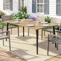 Outsunny Gartentisch 150x90cm, Wetterfest Balkontisch aus Stahl, Balkontisch mit Schirmloch Braun(m-10)