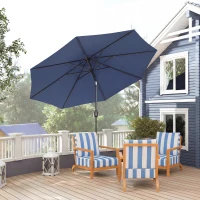 Outsunny 3 m Garden Parasol Umbrellas, Outdoor Sun Shade with 8 Ribs, Tilt and Crank Handle, Navy Blue(m-10)