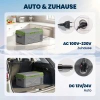 Outsunny 16,3 Liter Kompressor Kühlbox elektrische Kühlbox mit Anschluss ECO Modus Kühlhaltefunktion Grau+Grün(m-5)